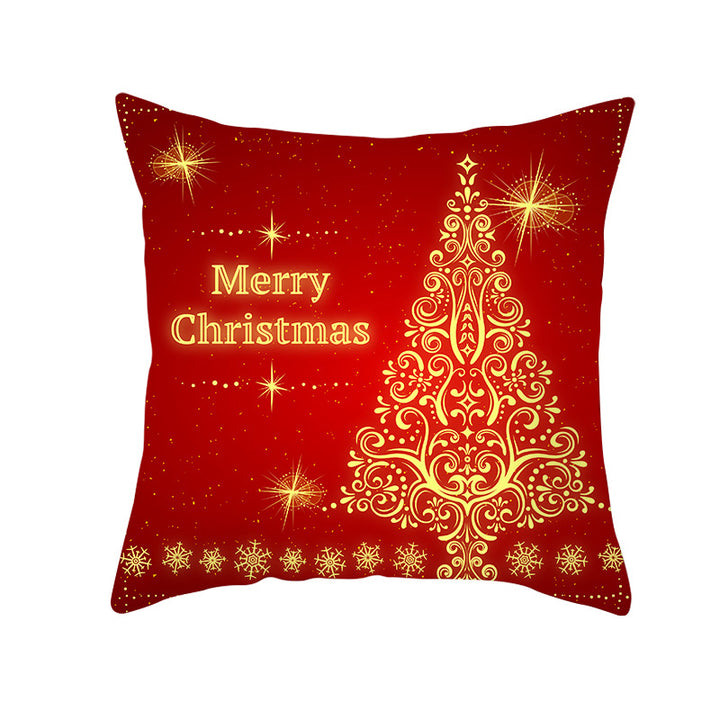 Festive Square Decorative Cushion Cover with Metallic Script Print and Concealed Zipper