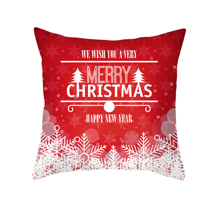 Festive Square Decorative Cushion Cover with Metallic Script Print and Concealed Zipper