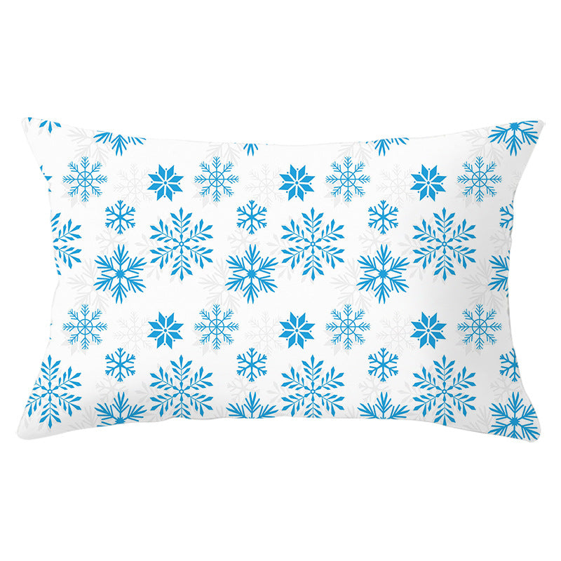 Rectangular Winter Deer Scenic Lumbar Pillow Cover with Linen-Texture and Concealed Zipper