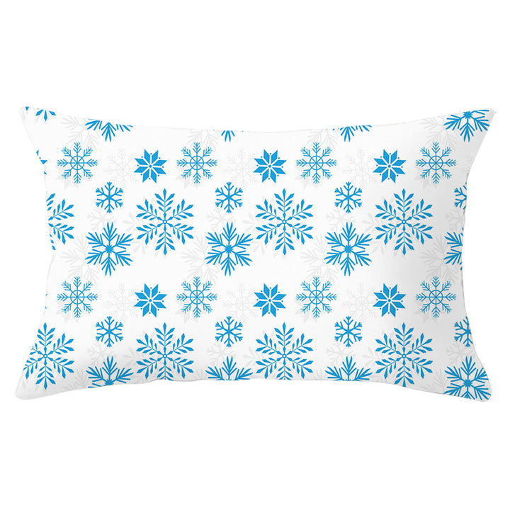 Rectangular Winter Deer Scenic Lumbar Pillow Cover with Linen-Texture and Concealed Zipper
