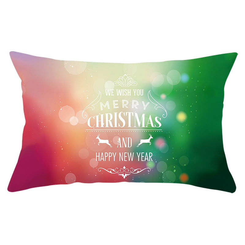 Rectangular Winter Deer Scenic Lumbar Pillow Cover with Linen-Texture and Concealed Zipper
