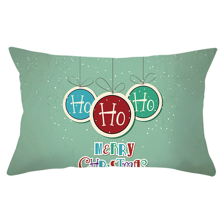 Rectangular Winter Deer Scenic Lumbar Pillow Cover with Linen-Texture and Concealed Zipper
