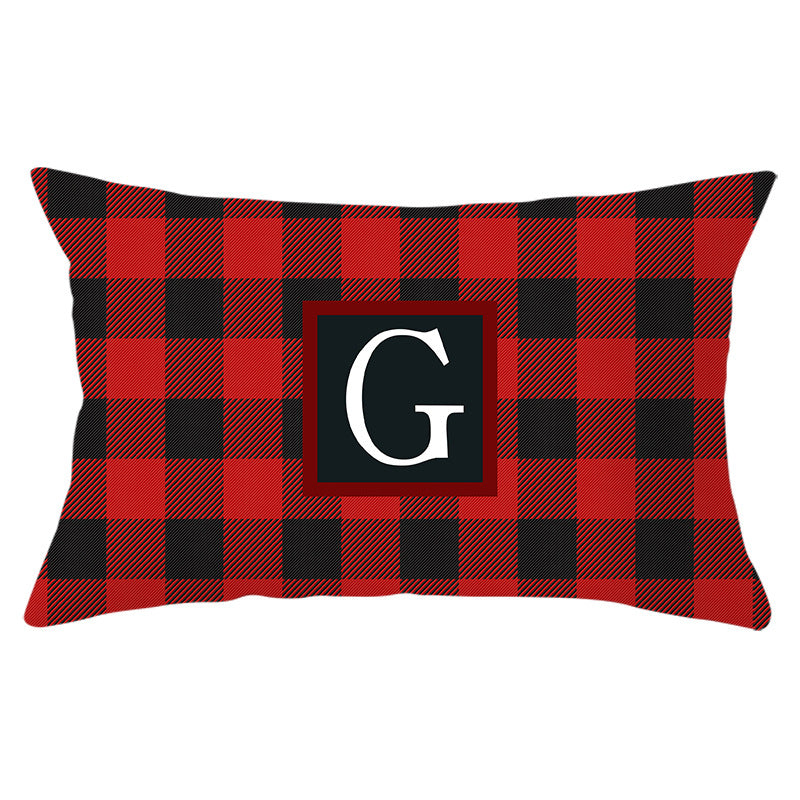 Decorative Rectangular Buffalo Plaid Monogram Pillow Cover
