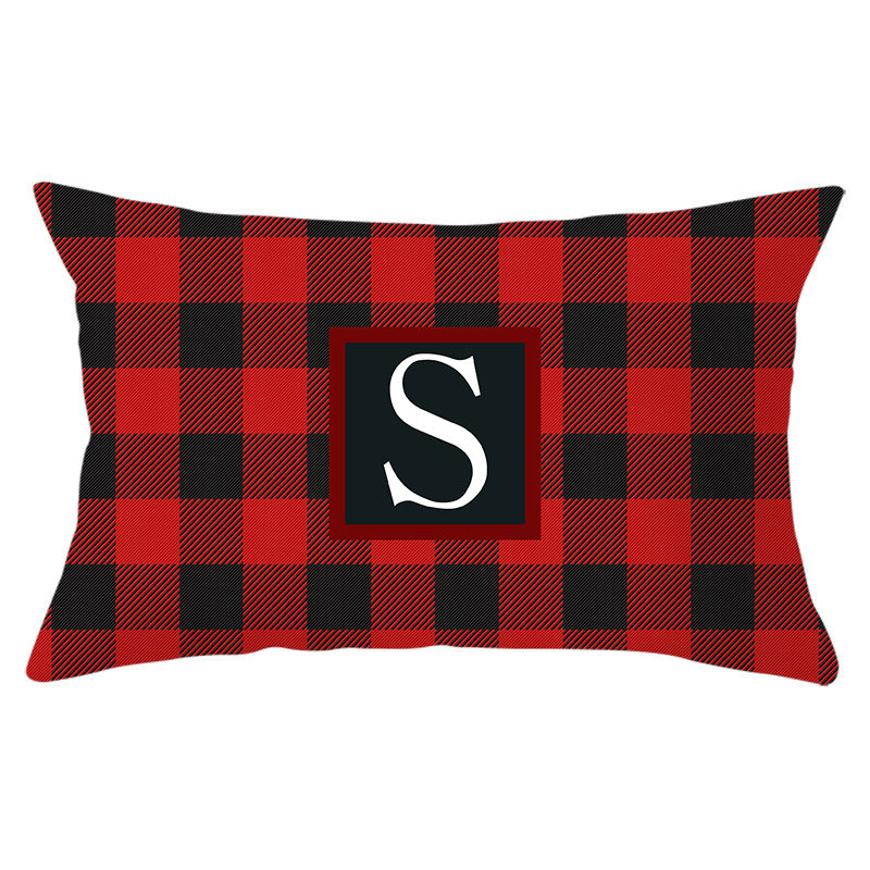 Decorative Rectangular Buffalo Plaid Monogram Pillow Cover