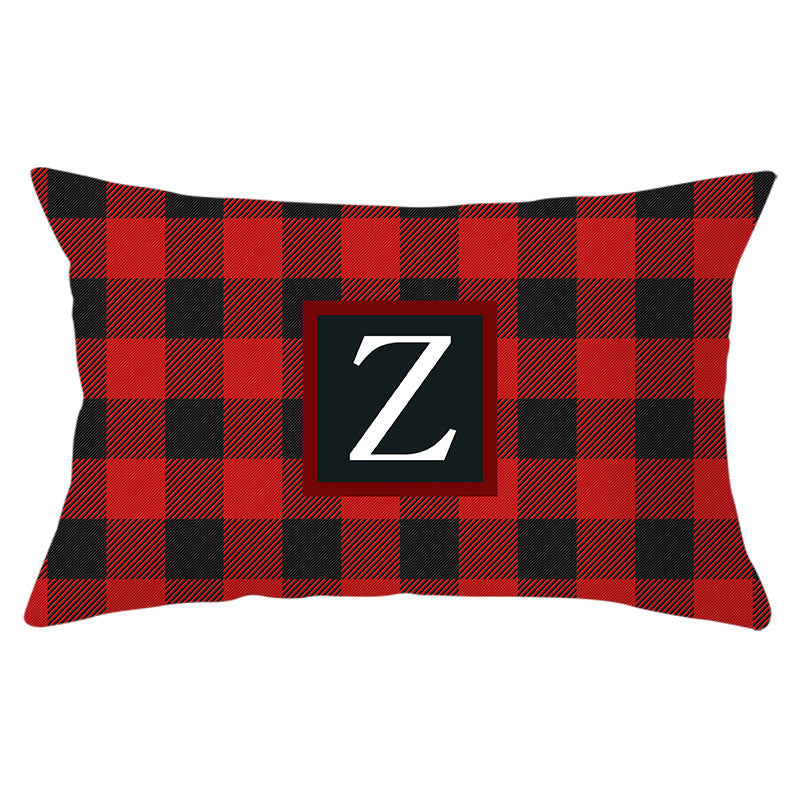 Decorative Rectangular Buffalo Plaid Monogram Pillow Cover