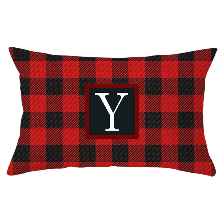 Decorative Rectangular Buffalo Plaid Monogram Pillow Cover