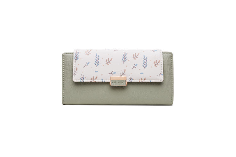 Continental floral print faux leather long wallet with organized card and coin compartments Bowlift