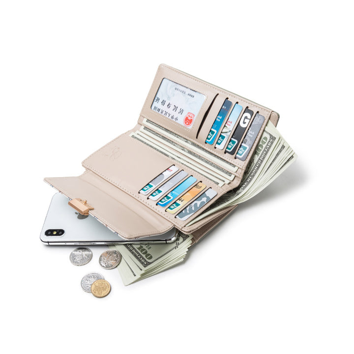 Continental floral print faux leather long wallet with organized card and coin compartments Bowlift
