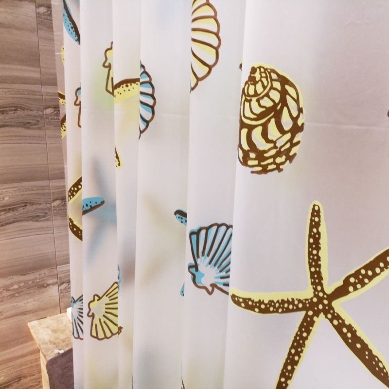 Coastal-Themed Shower Curtain Bowlift