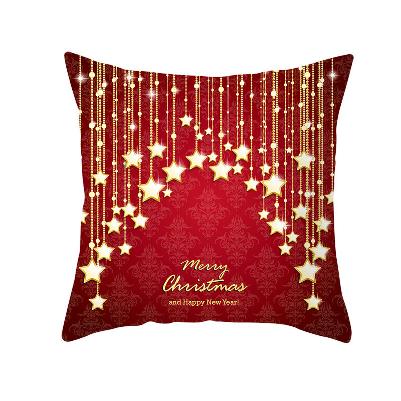 Festive Square Decorative Cushion Cover with Metallic Script Print and Concealed Zipper
