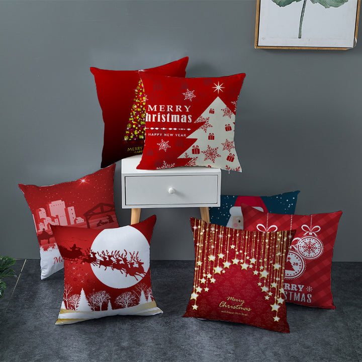 Festive Square Decorative Cushion Cover with Metallic Script Print and Concealed Zipper