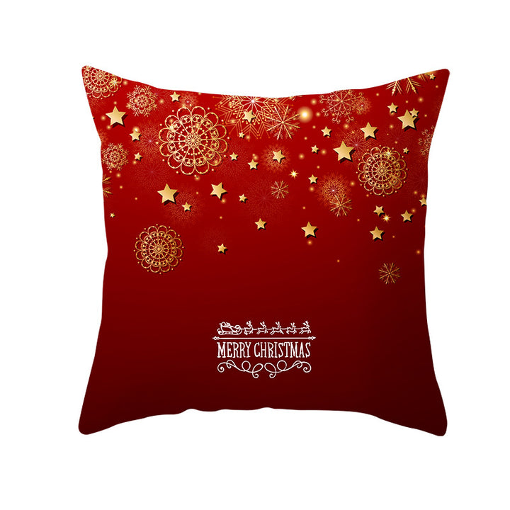 Festive Square Decorative Cushion Cover with Metallic Script Print and Concealed Zipper