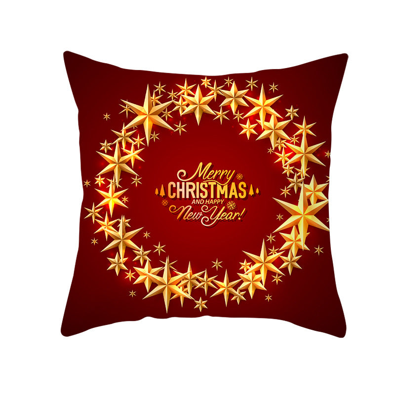 Festive Christmas Star Wreath Decorative Throw Pillow