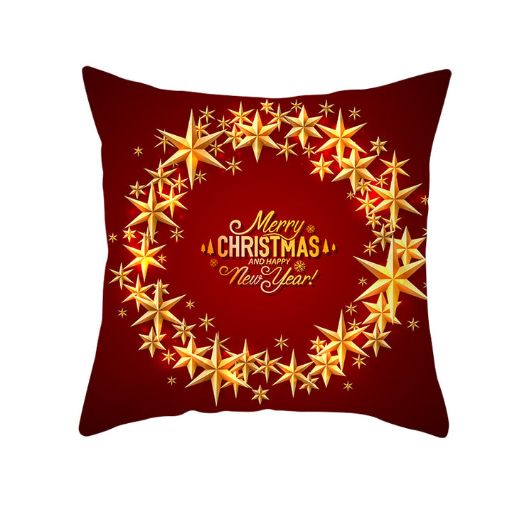 Festive Christmas Star Wreath Decorative Throw Pillow
