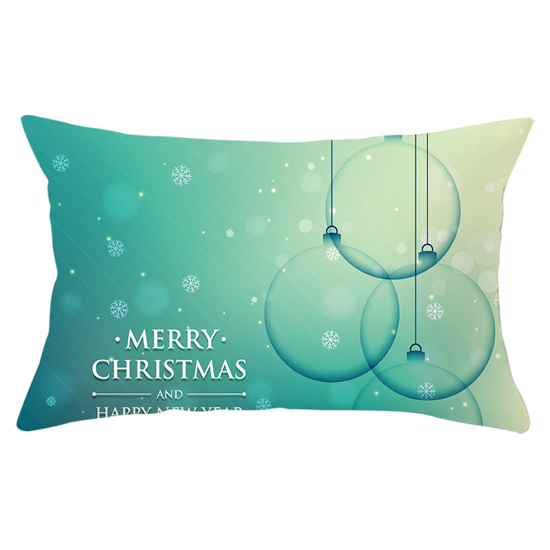 Rectangular Winter Deer Scenic Lumbar Pillow Cover with Linen-Texture and Concealed Zipper