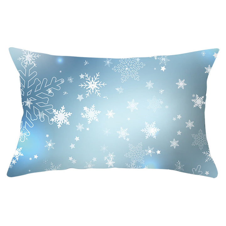 Rectangular Winter Deer Scenic Lumbar Pillow Cover with Linen-Texture and Concealed Zipper