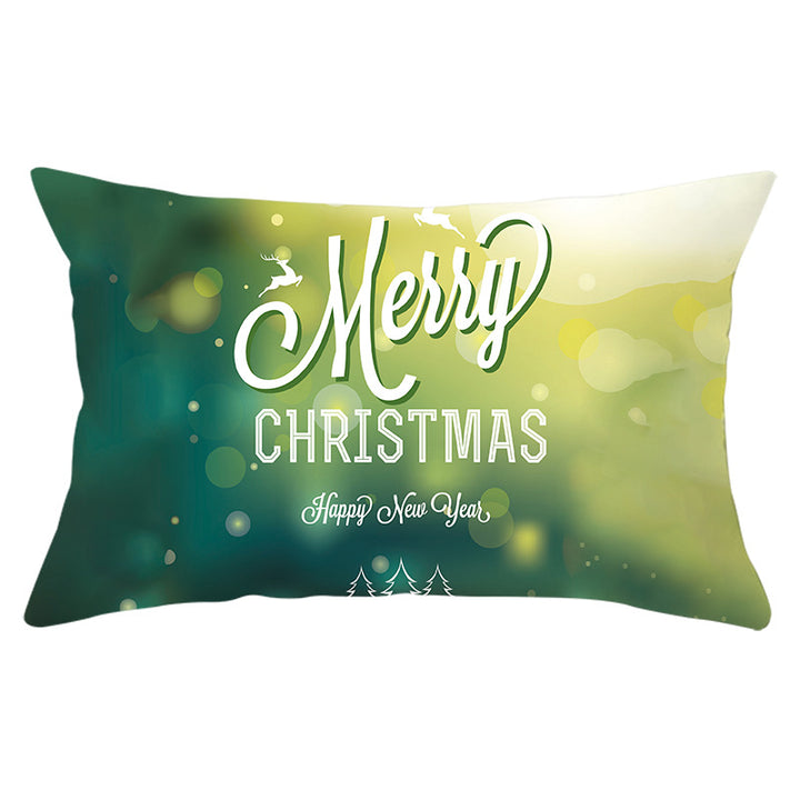 Rectangular Winter Deer Scenic Lumbar Pillow Cover with Linen-Texture and Concealed Zipper