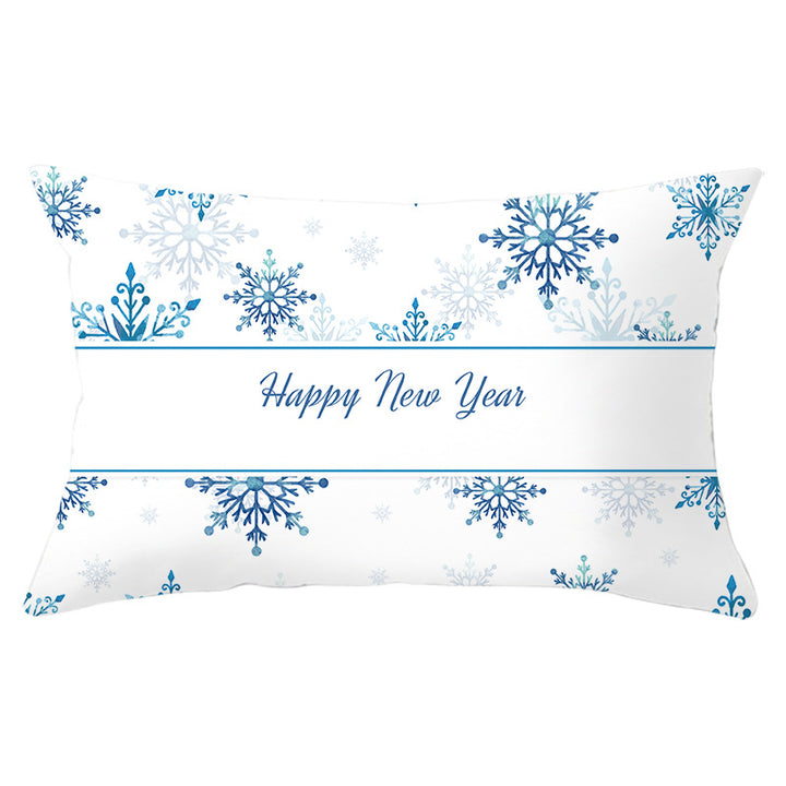 Rectangular Winter Deer Scenic Lumbar Pillow Cover with Linen-Texture and Concealed Zipper