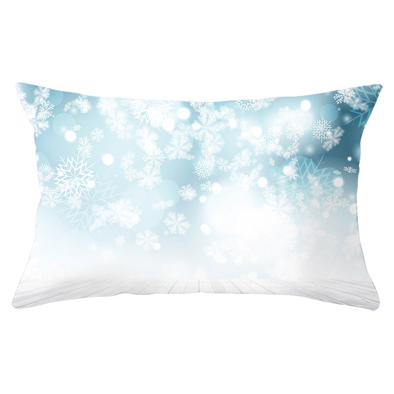 Rectangular Winter Deer Scenic Lumbar Pillow Cover with Linen-Texture and Concealed Zipper
