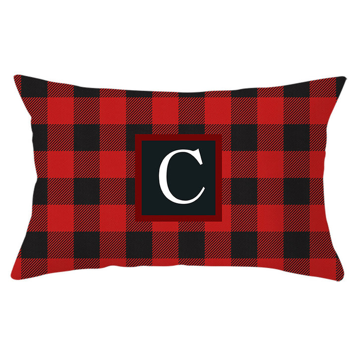 Decorative Rectangular Buffalo Plaid Monogram Pillow Cover
