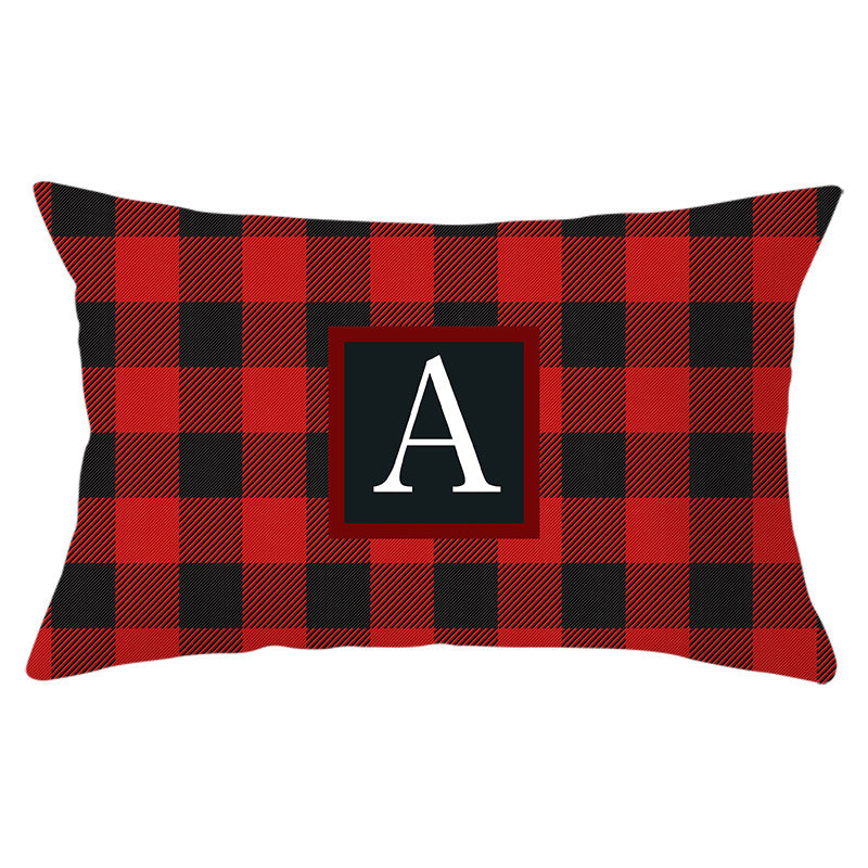 Decorative Rectangular Buffalo Plaid Monogram Pillow Cover