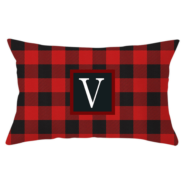 Decorative Rectangular Buffalo Plaid Monogram Pillow Cover