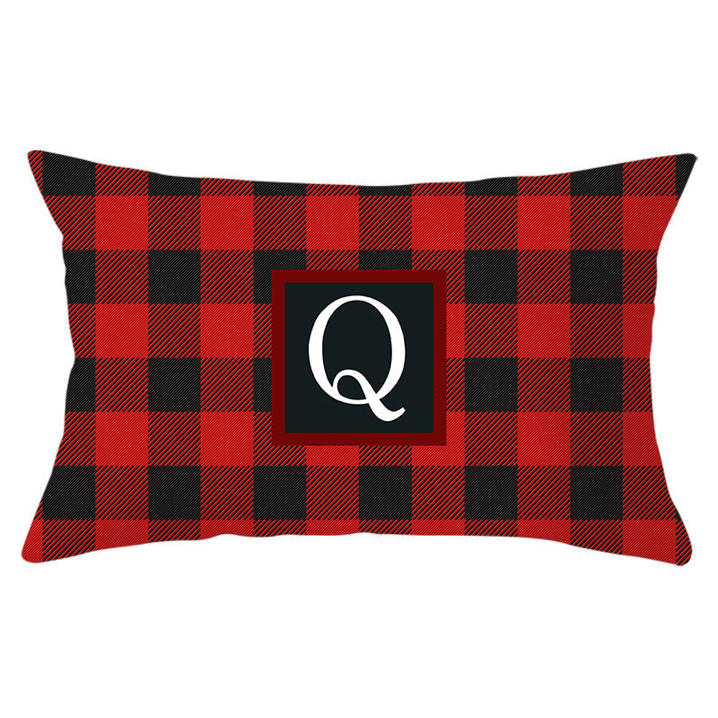 Decorative Rectangular Buffalo Plaid Monogram Pillow Cover