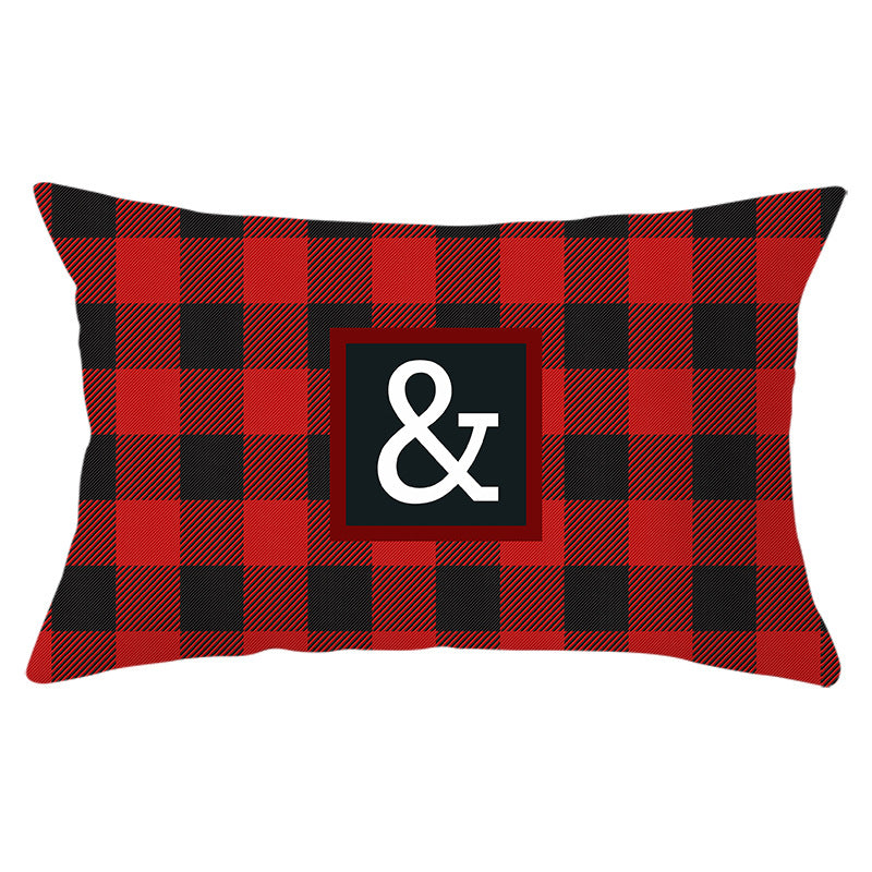 Decorative Rectangular Buffalo Plaid Monogram Pillow Cover