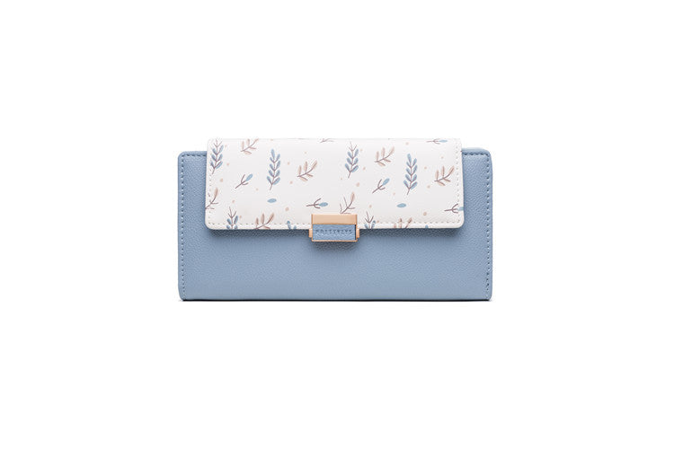 Continental floral print faux leather long wallet with organized card and coin compartments Bowlift
