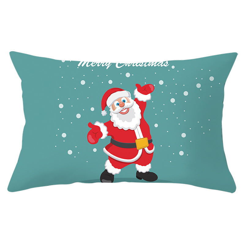 Rectangular Winter Deer Scenic Lumbar Pillow Cover with Linen-Texture and Concealed Zipper