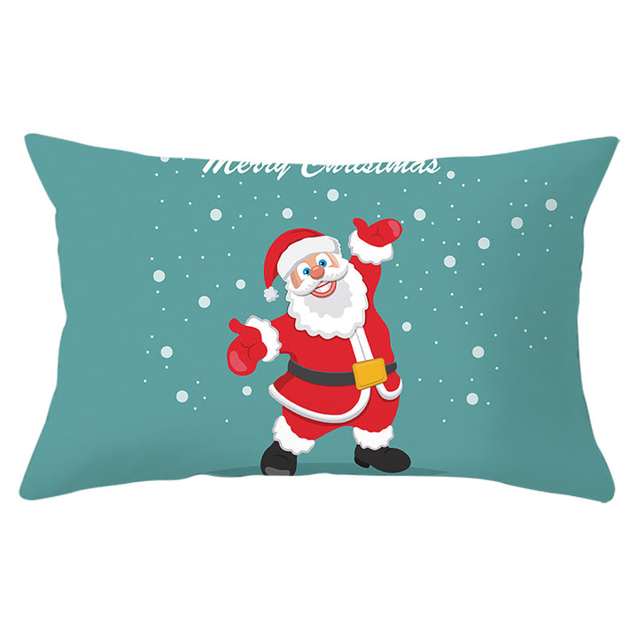 Rectangular Winter Deer Scenic Lumbar Pillow Cover with Linen-Texture and Concealed Zipper