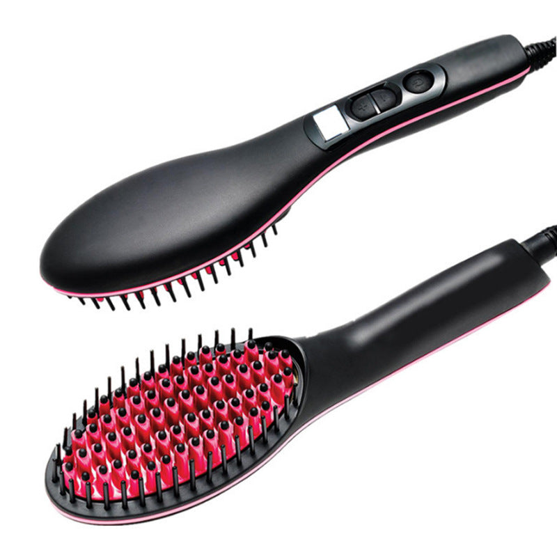 Ceramic Straightening Brush With Lcd Temperature Control And Swivel Cord