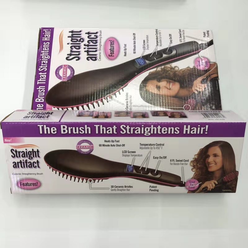 Ceramic Straightening Brush With Lcd Temperature Control And Swivel Cord