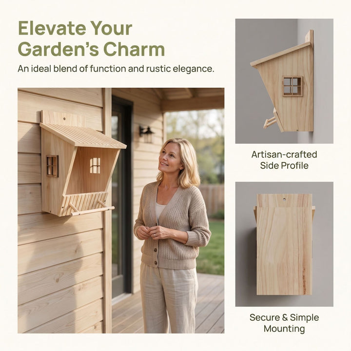 Hanging birdhouse made of pine wood