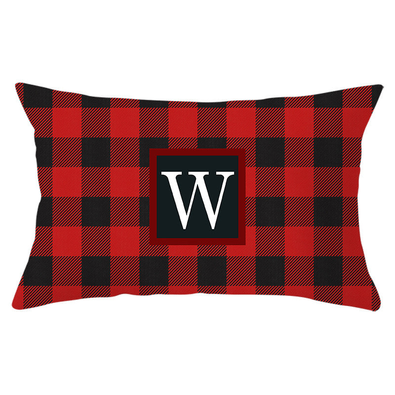 Decorative Rectangular Buffalo Plaid Monogram Pillow Cover