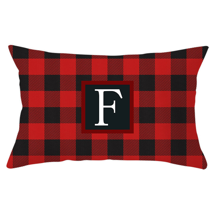 Decorative Rectangular Buffalo Plaid Monogram Pillow Cover