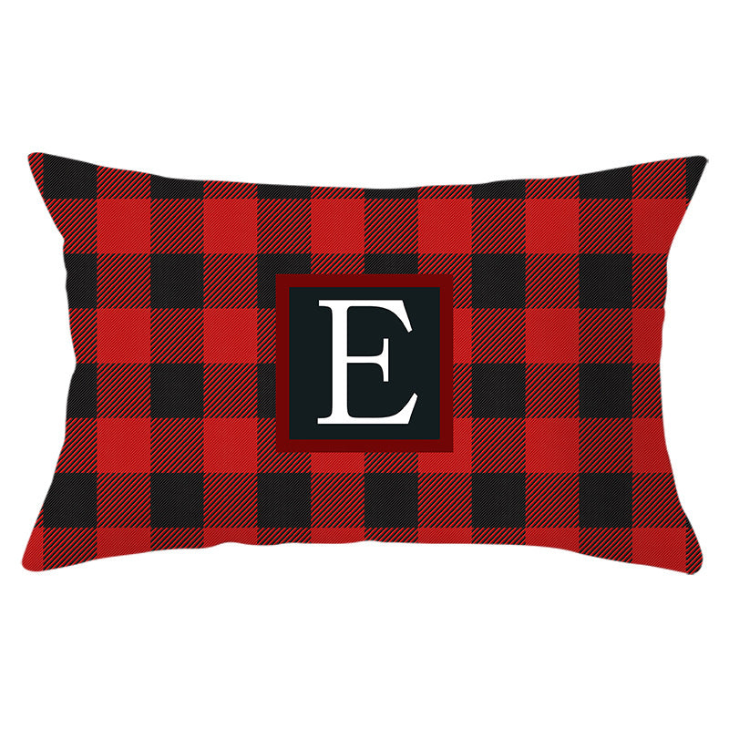 Decorative Rectangular Buffalo Plaid Monogram Pillow Cover