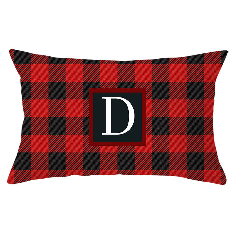 Decorative Rectangular Buffalo Plaid Monogram Pillow Cover