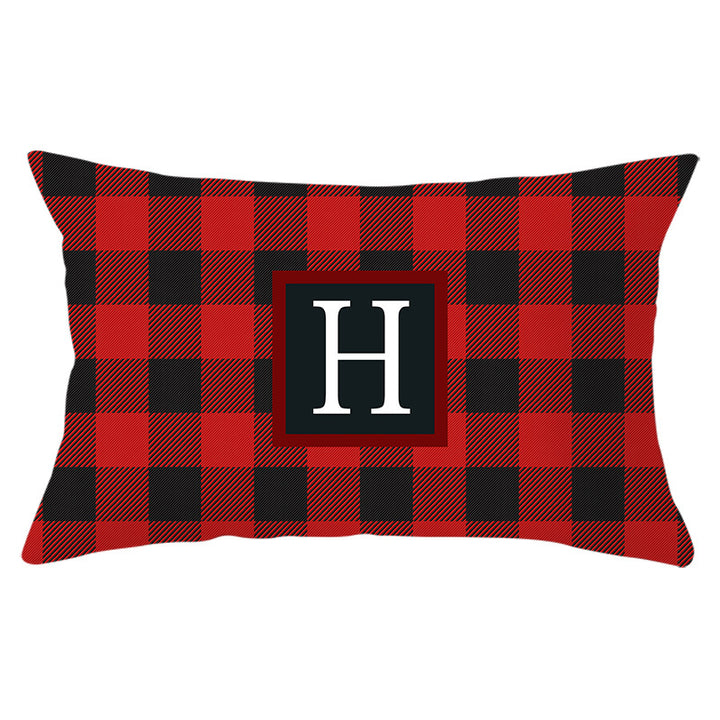 Decorative Rectangular Buffalo Plaid Monogram Pillow Cover