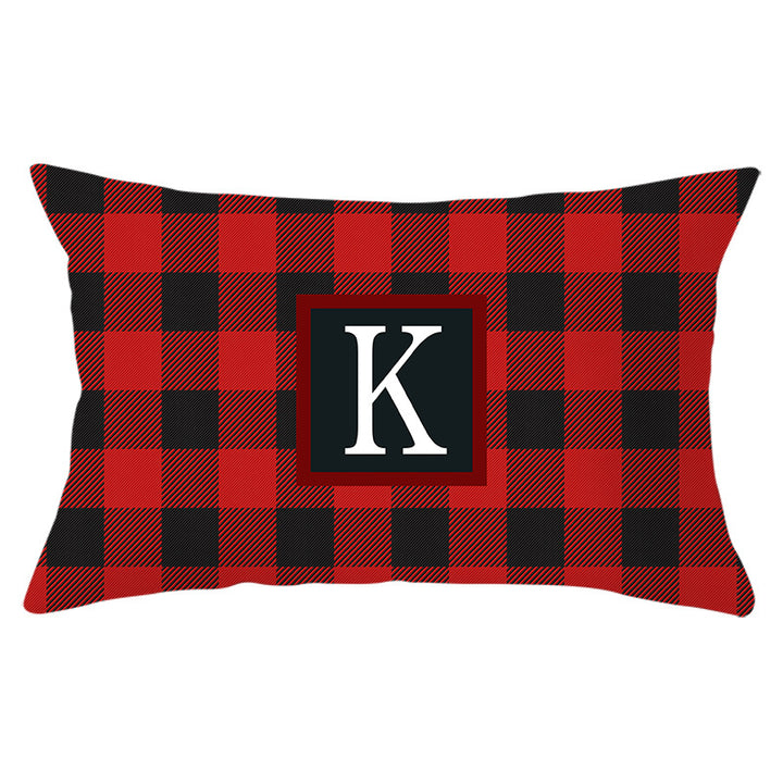 Decorative Rectangular Buffalo Plaid Monogram Pillow Cover