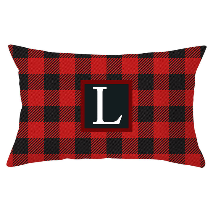 Decorative Rectangular Buffalo Plaid Monogram Pillow Cover