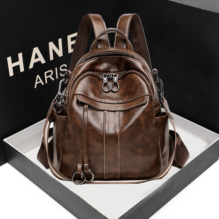 Multi-Pocket Stylish Leather Backpack