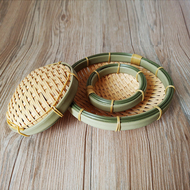 Handcrafted Round Woven Basket Set Bowlift