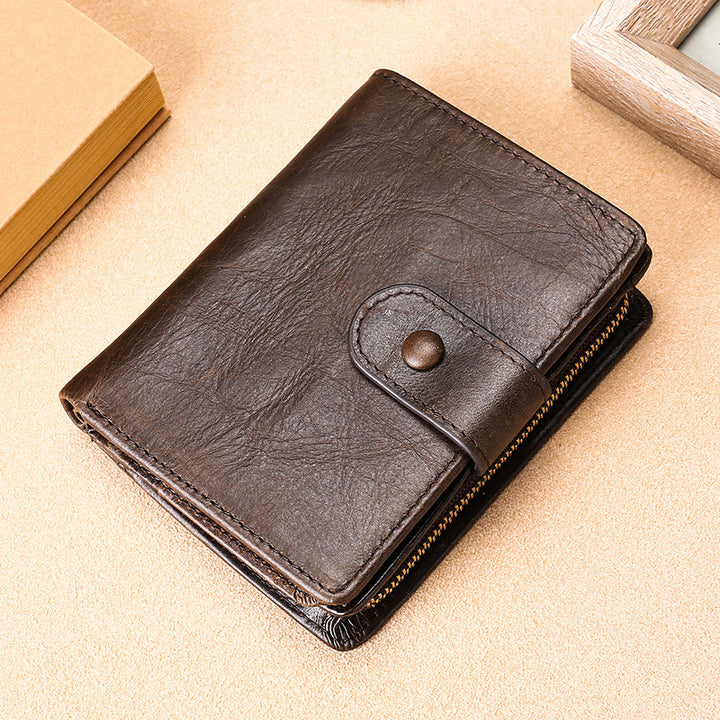 Premium Textured Leather Zipper Wallet