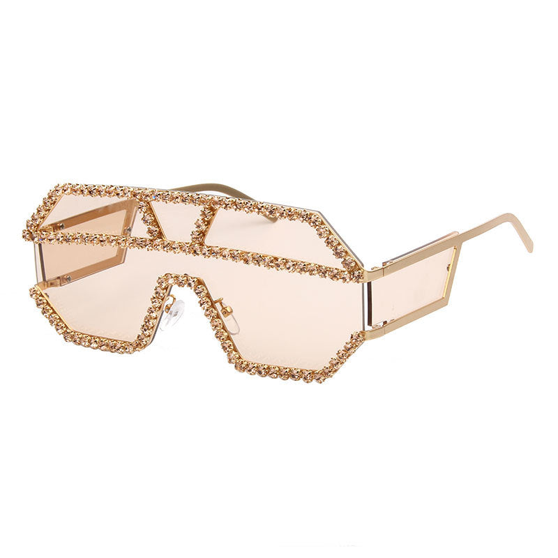 Women's stylish sunglasses with geometric frame and rhinestone embellishment Bowlift