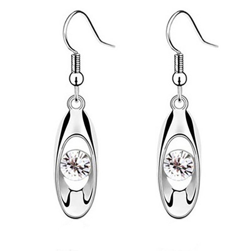 Elegant Crystal Oval Dangle Earrings Bowlift