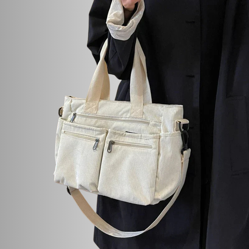 BowLift | Urban Cord Tote Stylish Corduroy Shoulder Bag – Spacious, Lightweight & Functional Everyday Tote