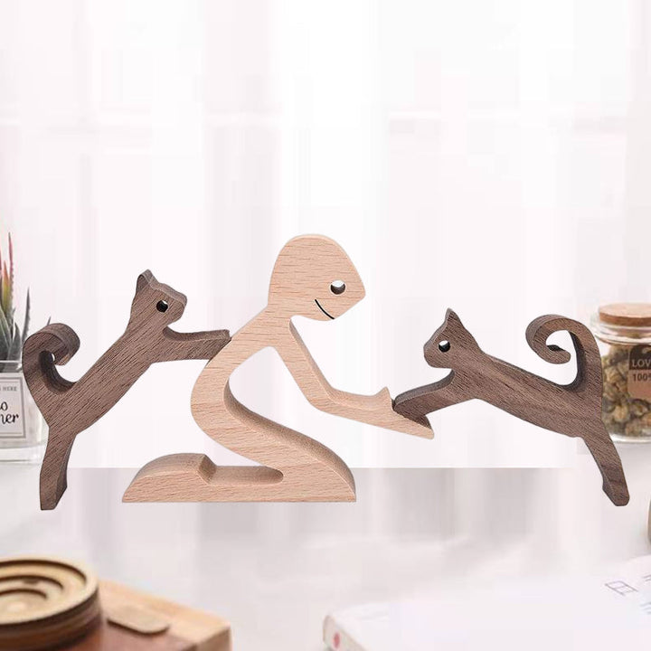 Gift For Pet Lovers - Wood Sculpture Table Ornaments - The Love Between You And Your Fur-Friend | Bowlift