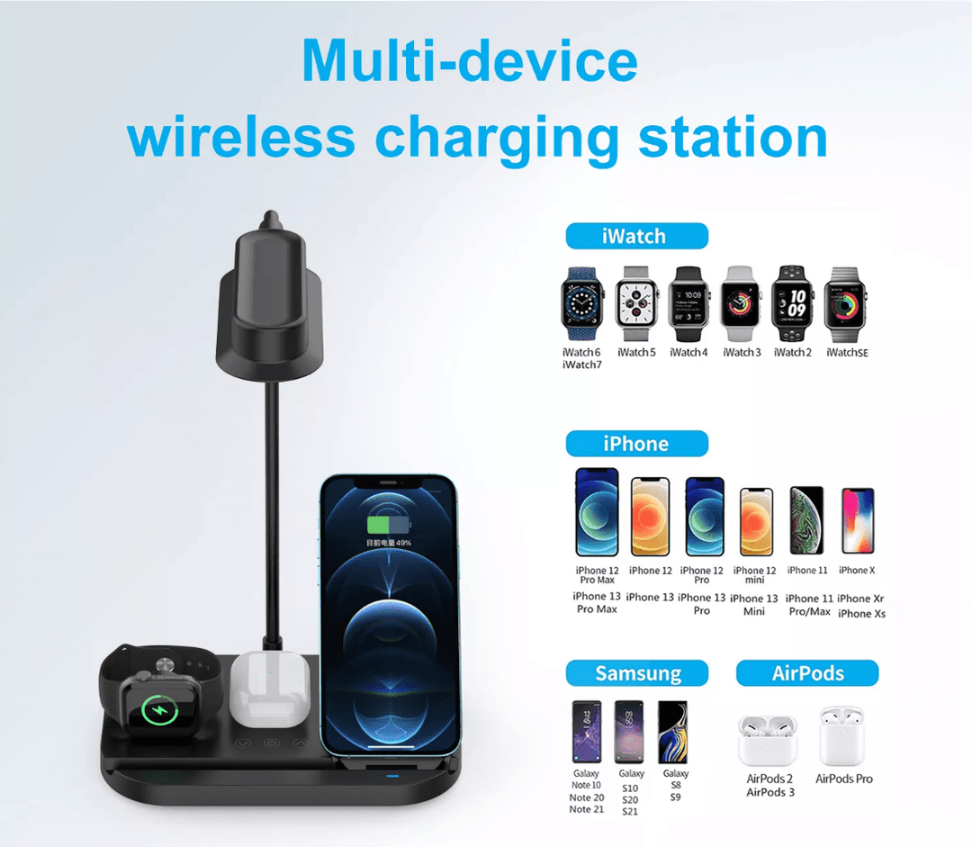 LED table lamp with dimmer and wireless charger for smartphones (4-in-1) | Bowlift