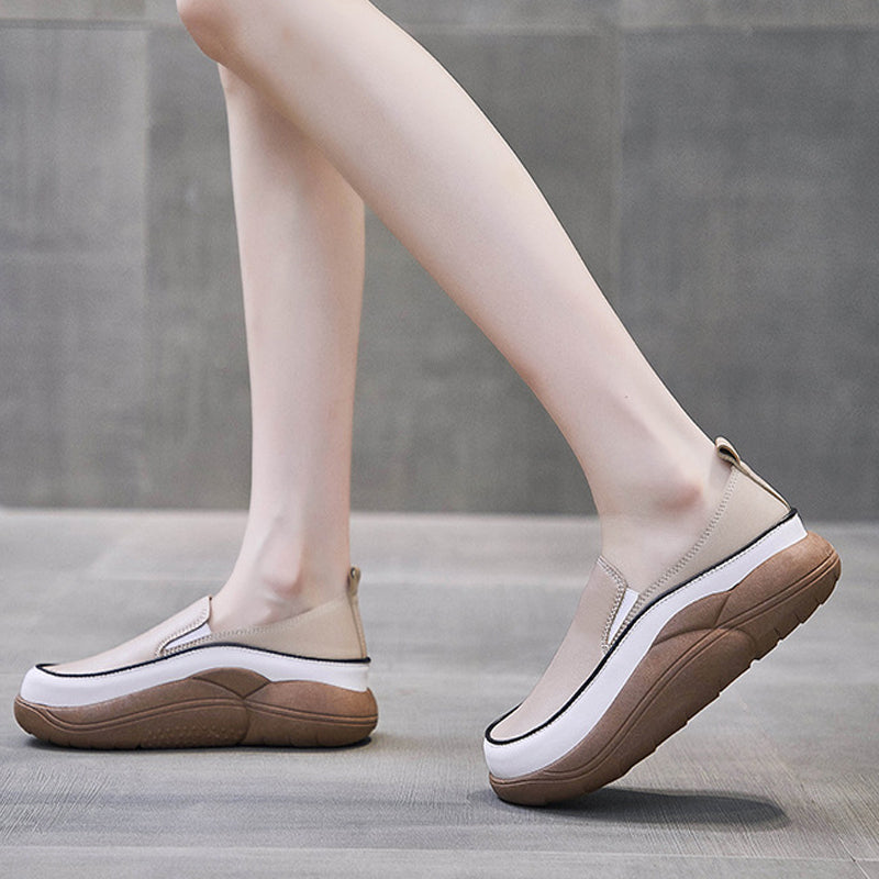 BowLift | Thick Sole Low Cut Leather Shoes